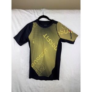 Reebok CrossFit Men Large Black Yellow Graphic T‎ Shirt Athletic Performance